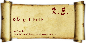 Kégli Erik névjegykártya